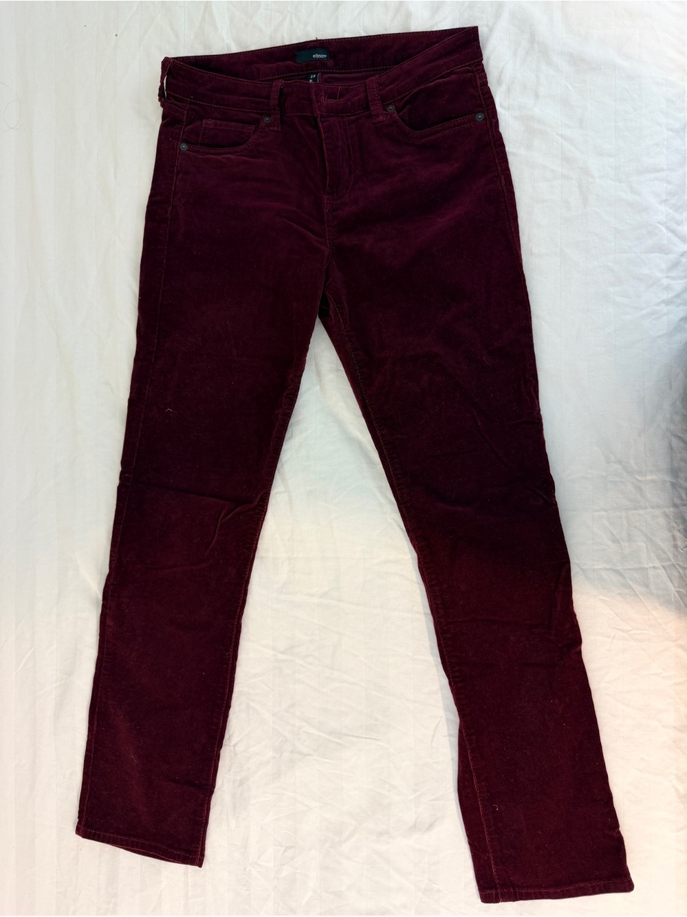 Edyson burgandy pinwale corduroy straight leg mid rise pants 29